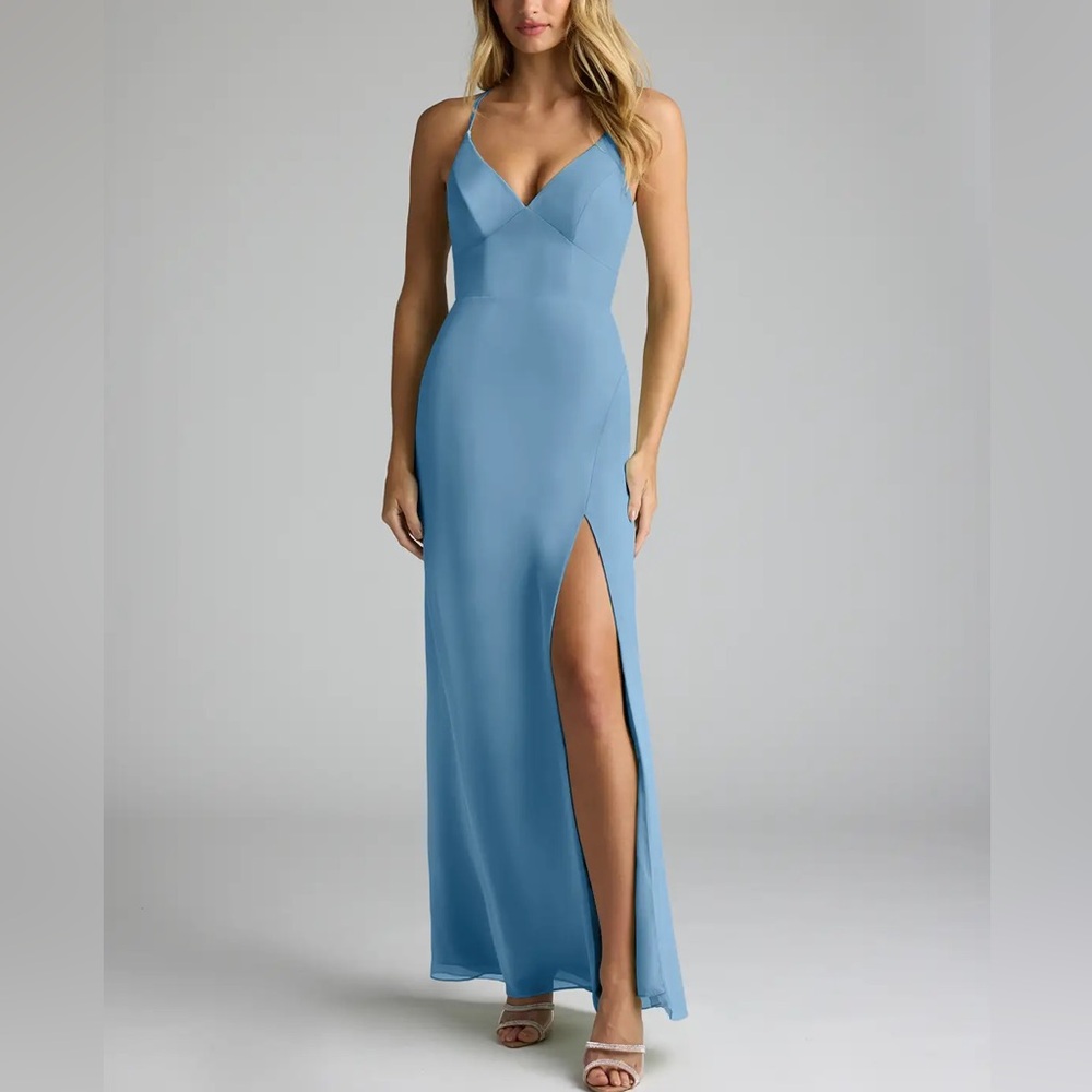 Azazie Blue Spaghetti Strap Dress Becca